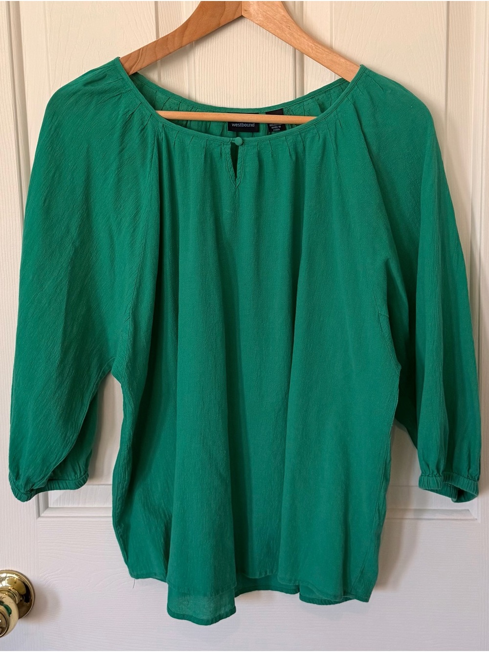 Westbound Emerald Green Peasant Blouse - Women's Relaxed Top
